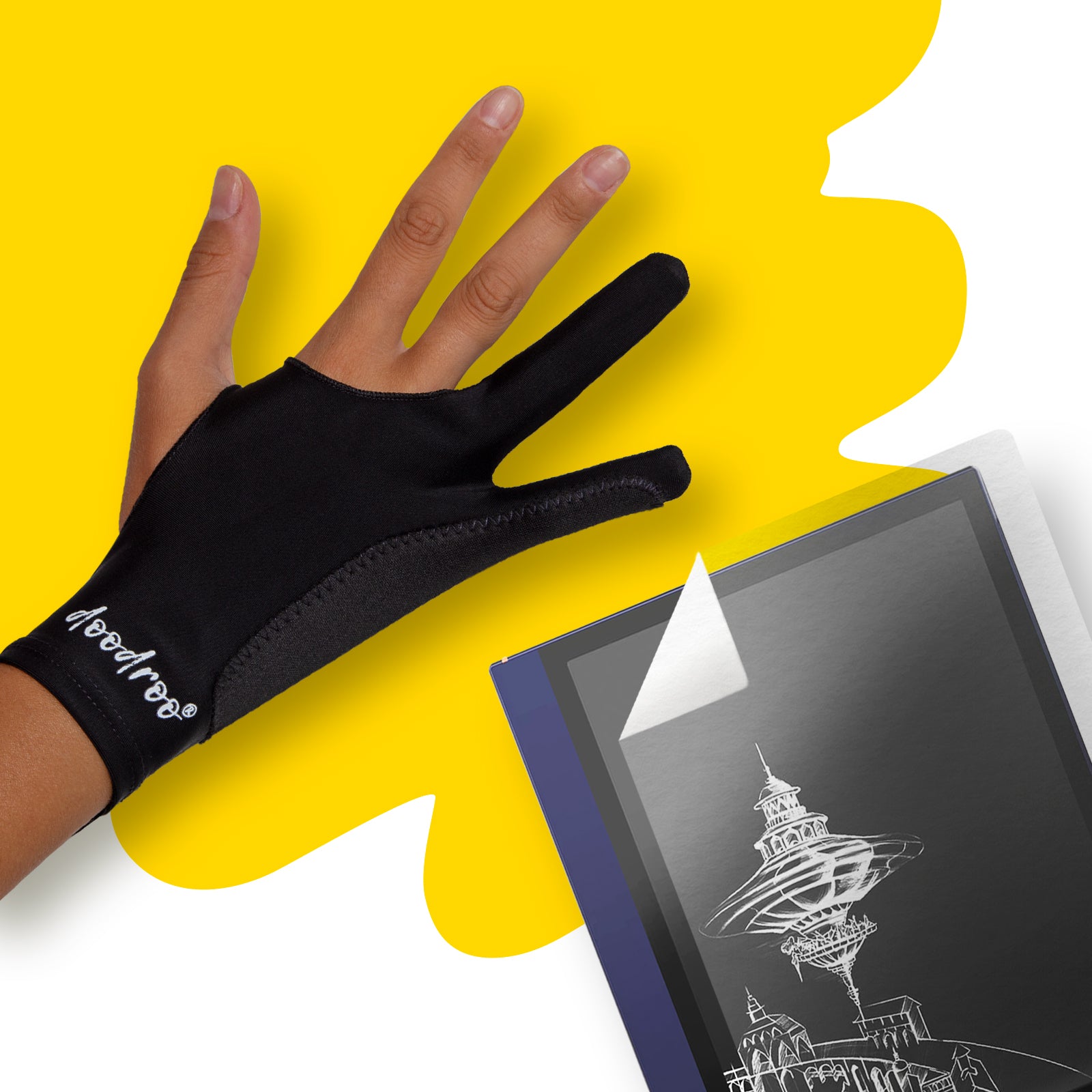 M size artist's Glove and Paper Effect Film doodroo for Onyx BOOX Note Air/Air 2/Air 2 Plus