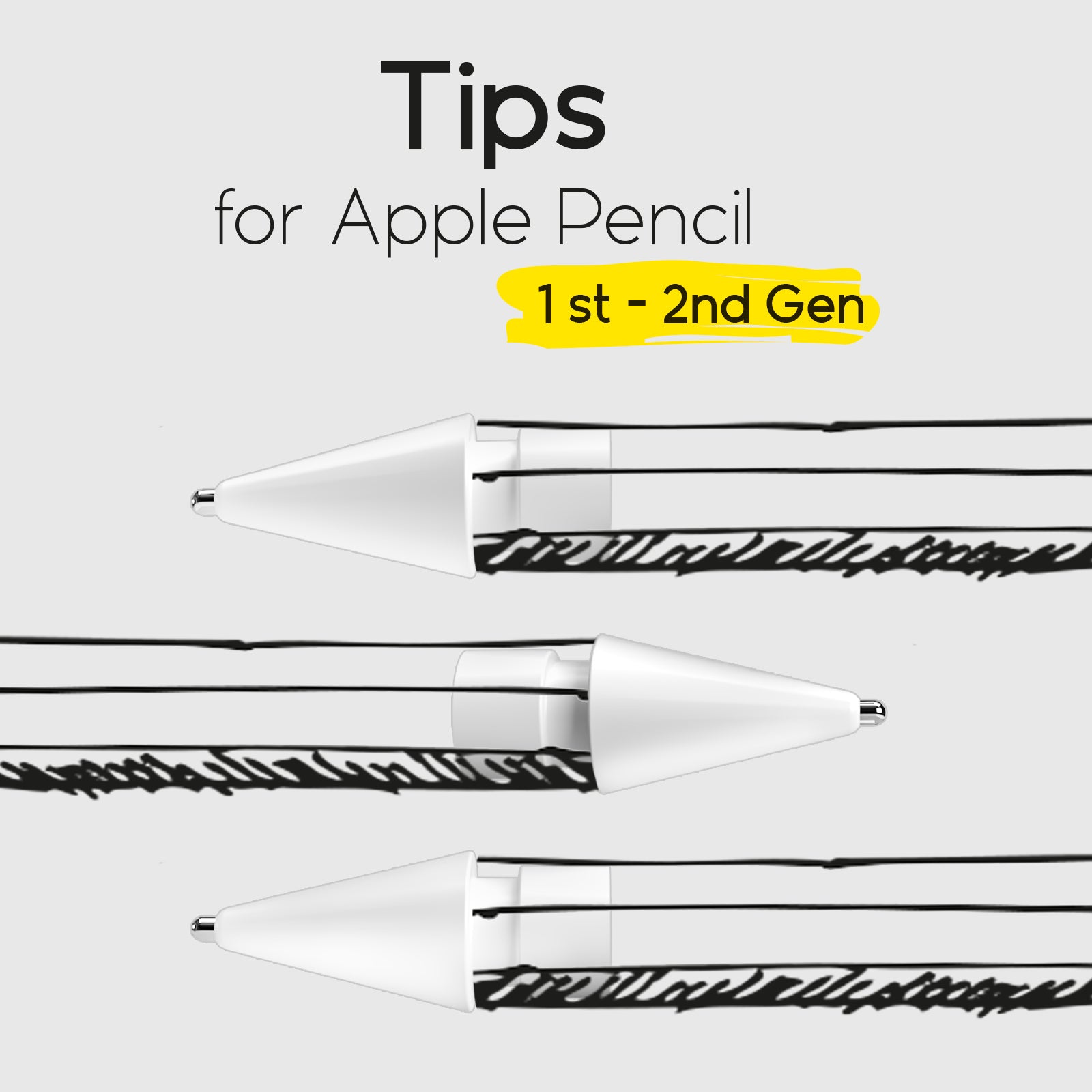 Replacement ABS tips for 1st and 2nd generation Apple Pencils