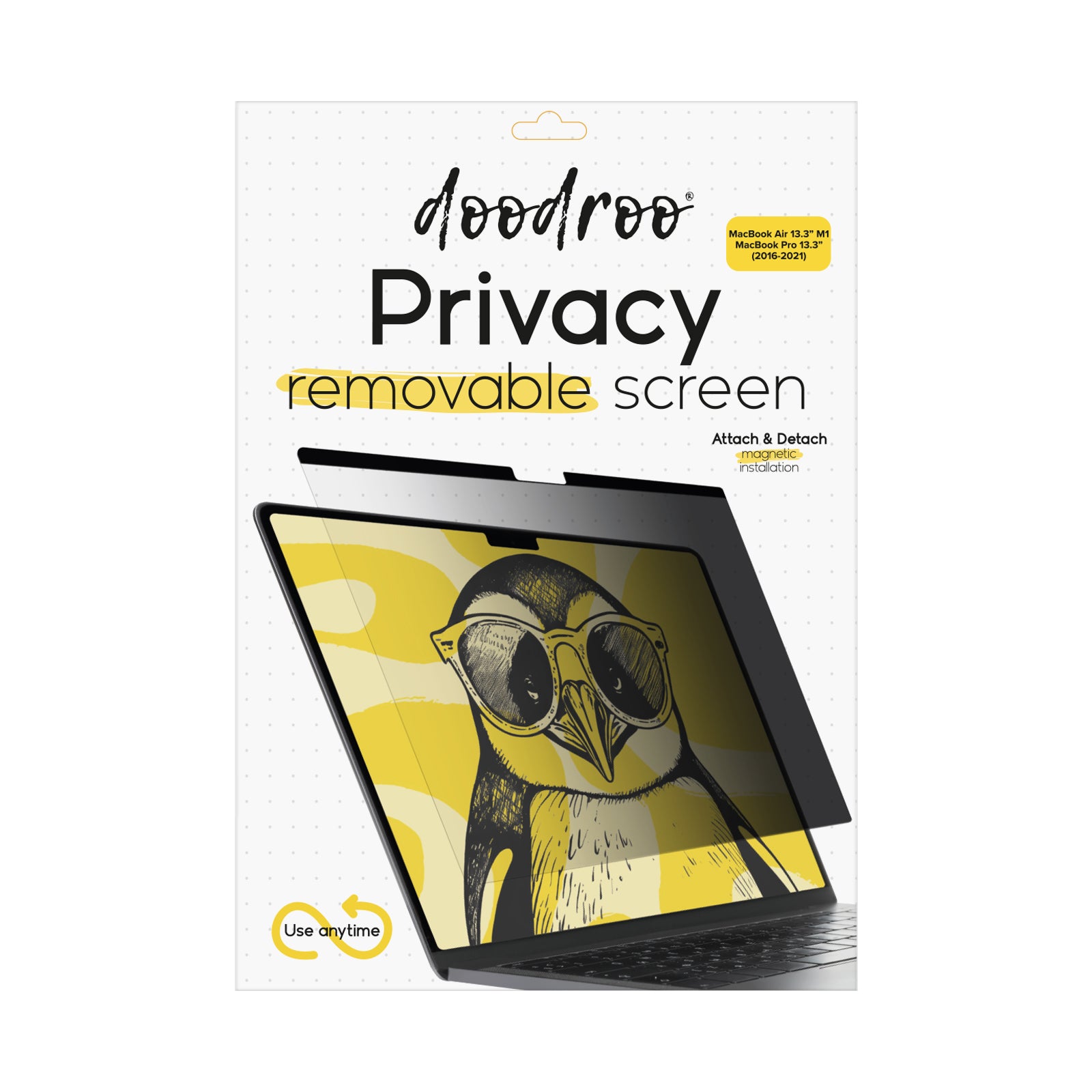 Removable privacy effect screen protector for MacBook Air 13.3" M1/MacBook Pro 13.3" (2016-2021)