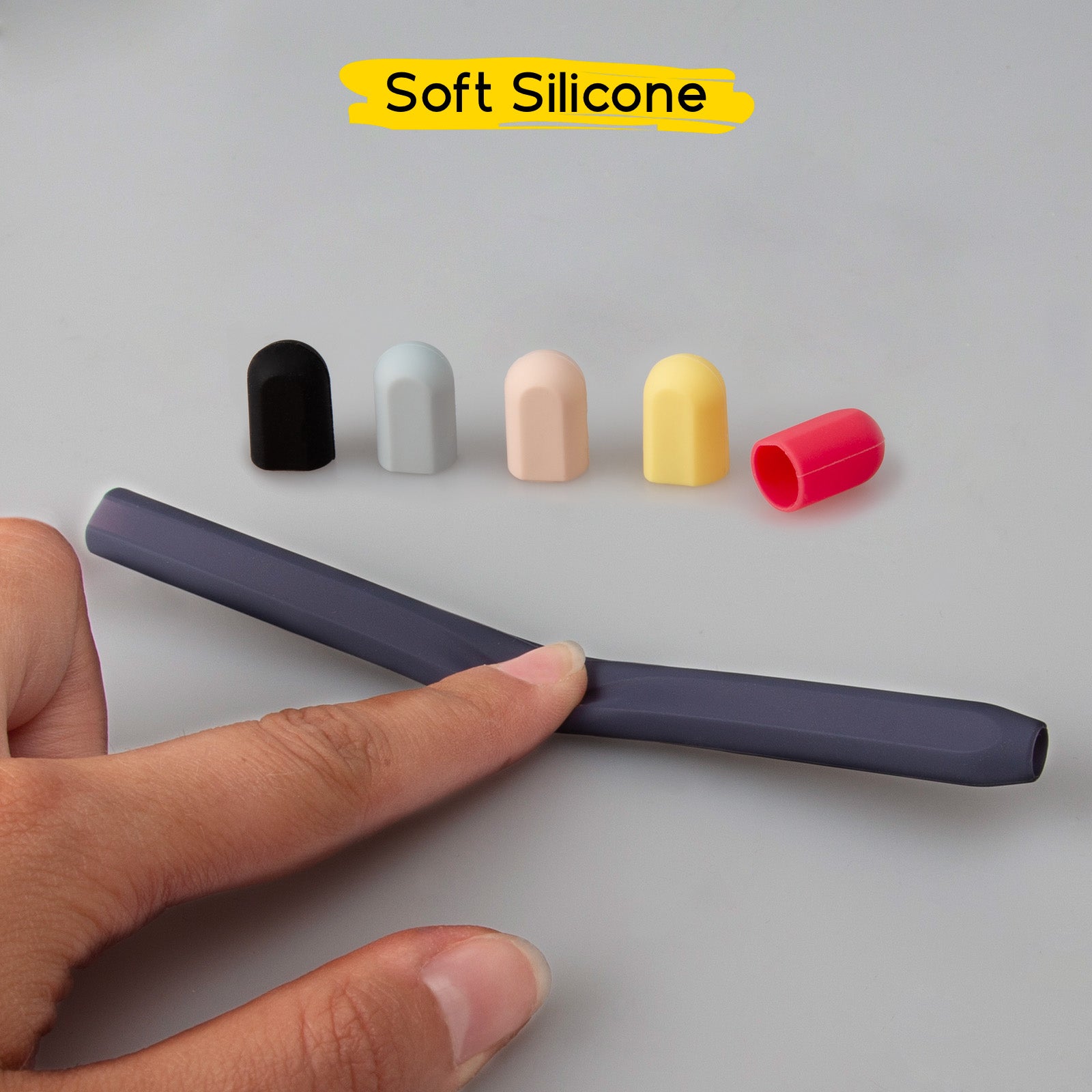 Etui de protection bleu pour Apple Pencil de 1ère et 2ème génération avec 5 capuchons colorés