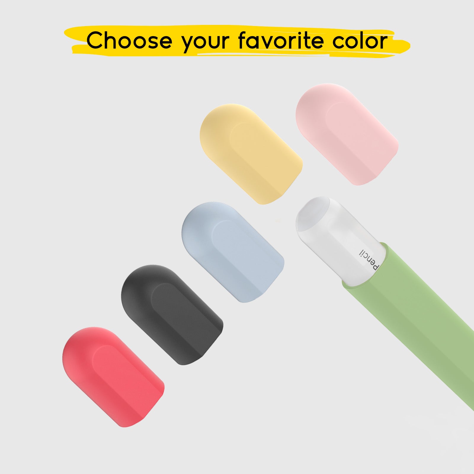 Grüne Schutzhülle für Apple Pencil Pro/ 1. Gen./ 2. Gen. Apple Pencil mit 5 farbigen Kappen