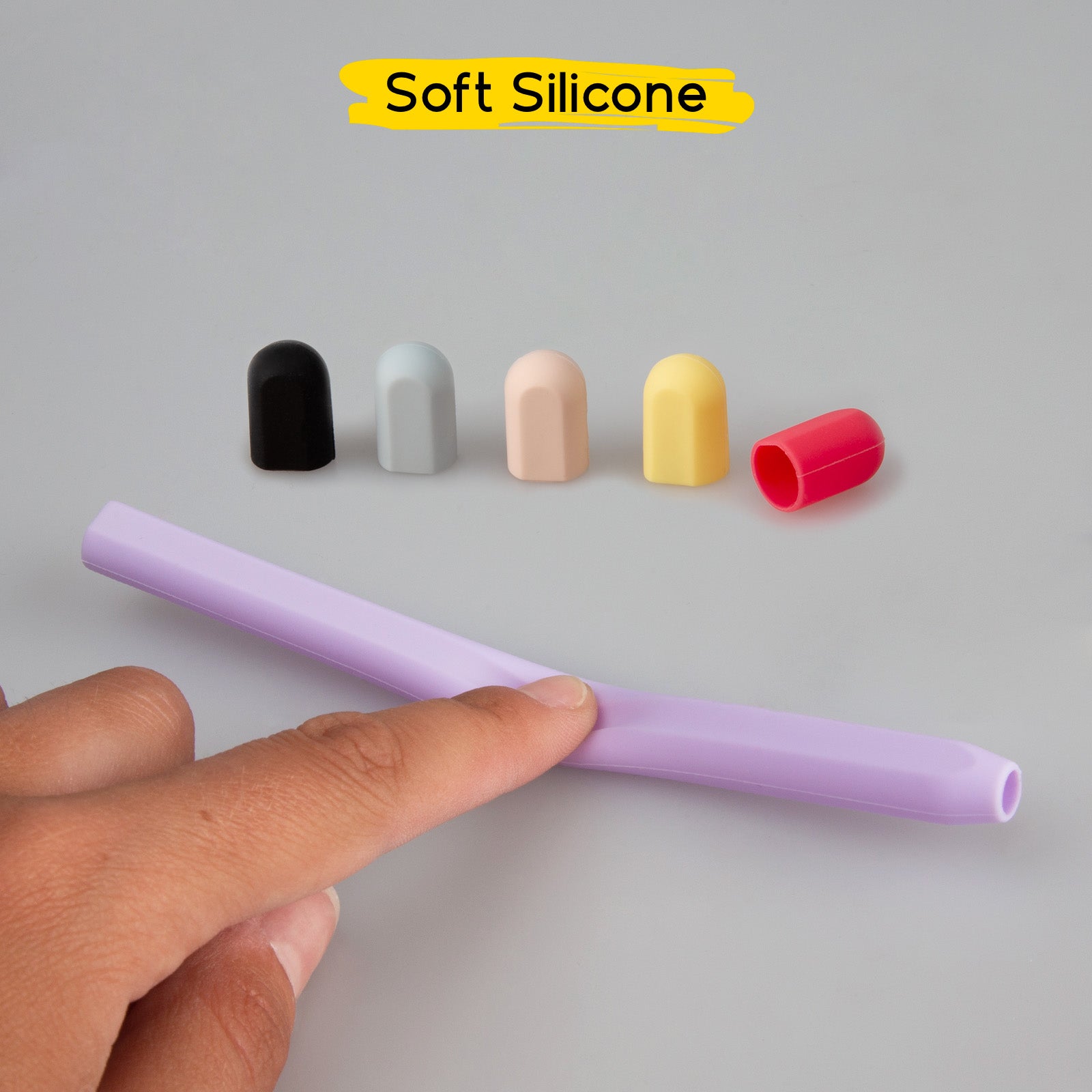Etui de protection lilas pour Apple Pencil de 1ère et 2ème génération avec 5 capuchons colorés