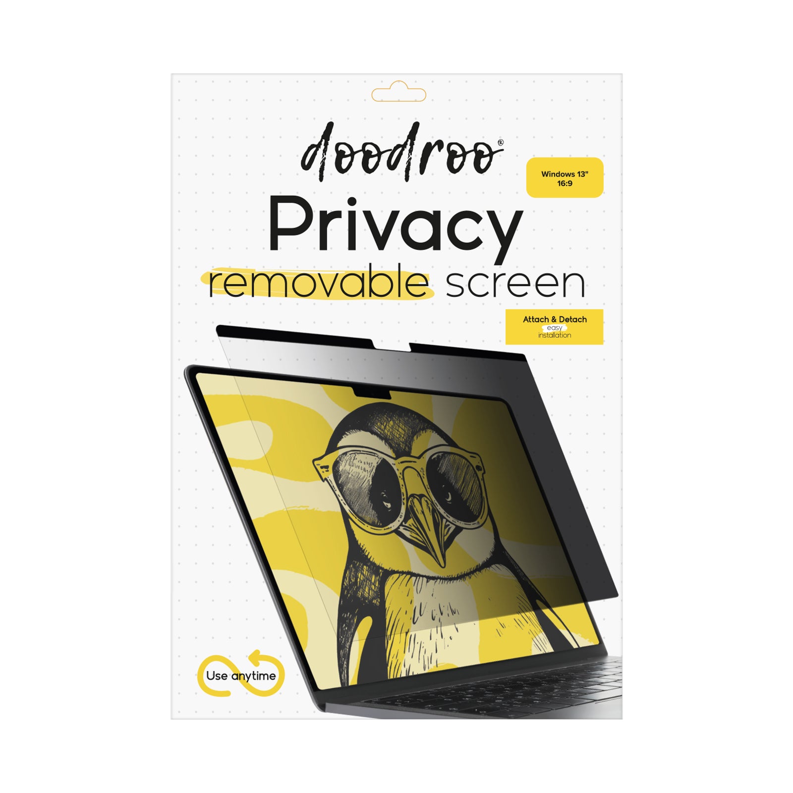 Removable privacy effect screen protector for Windows 13" 16:9