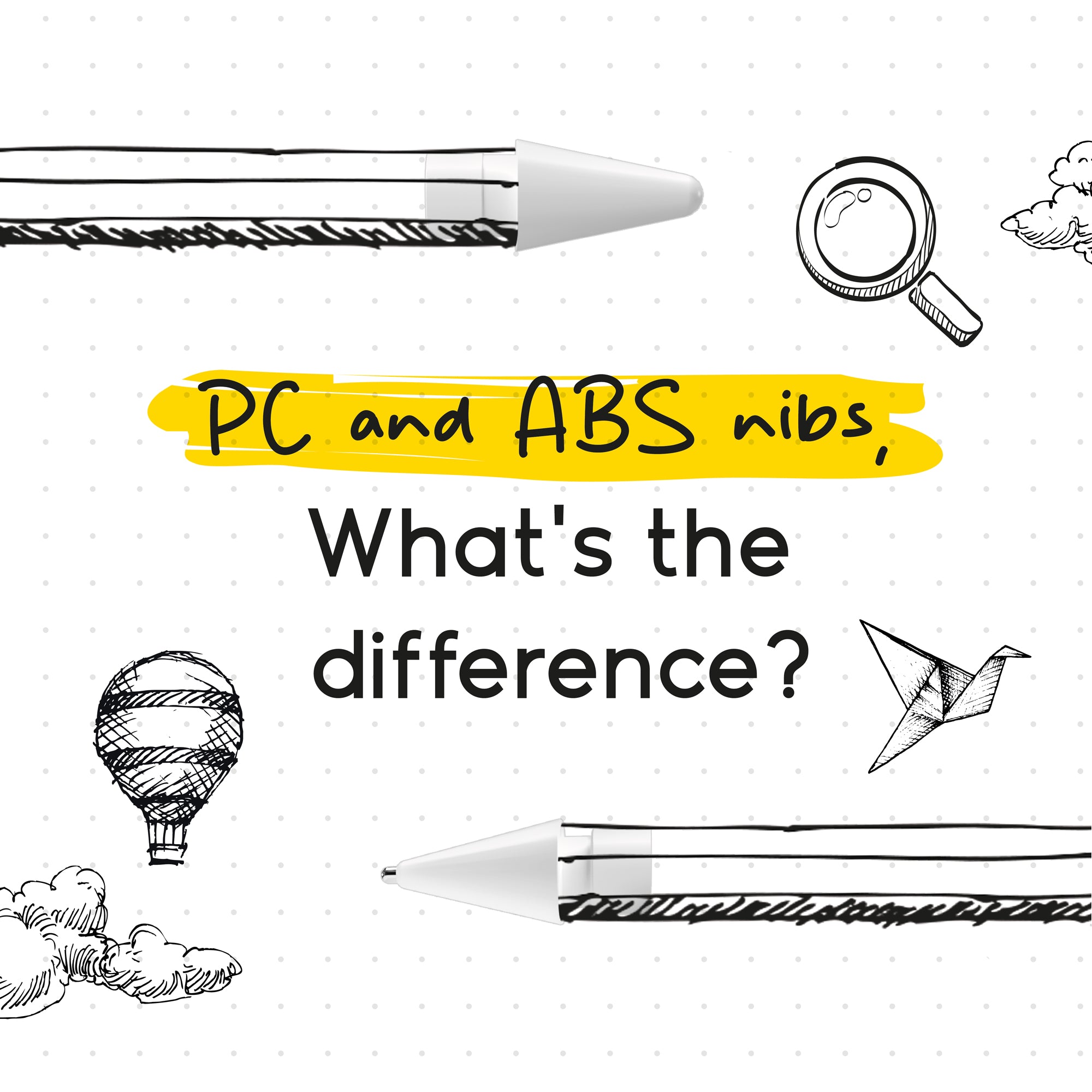 What is the difference between Apple Pencil replacement tips in PC and ABS?