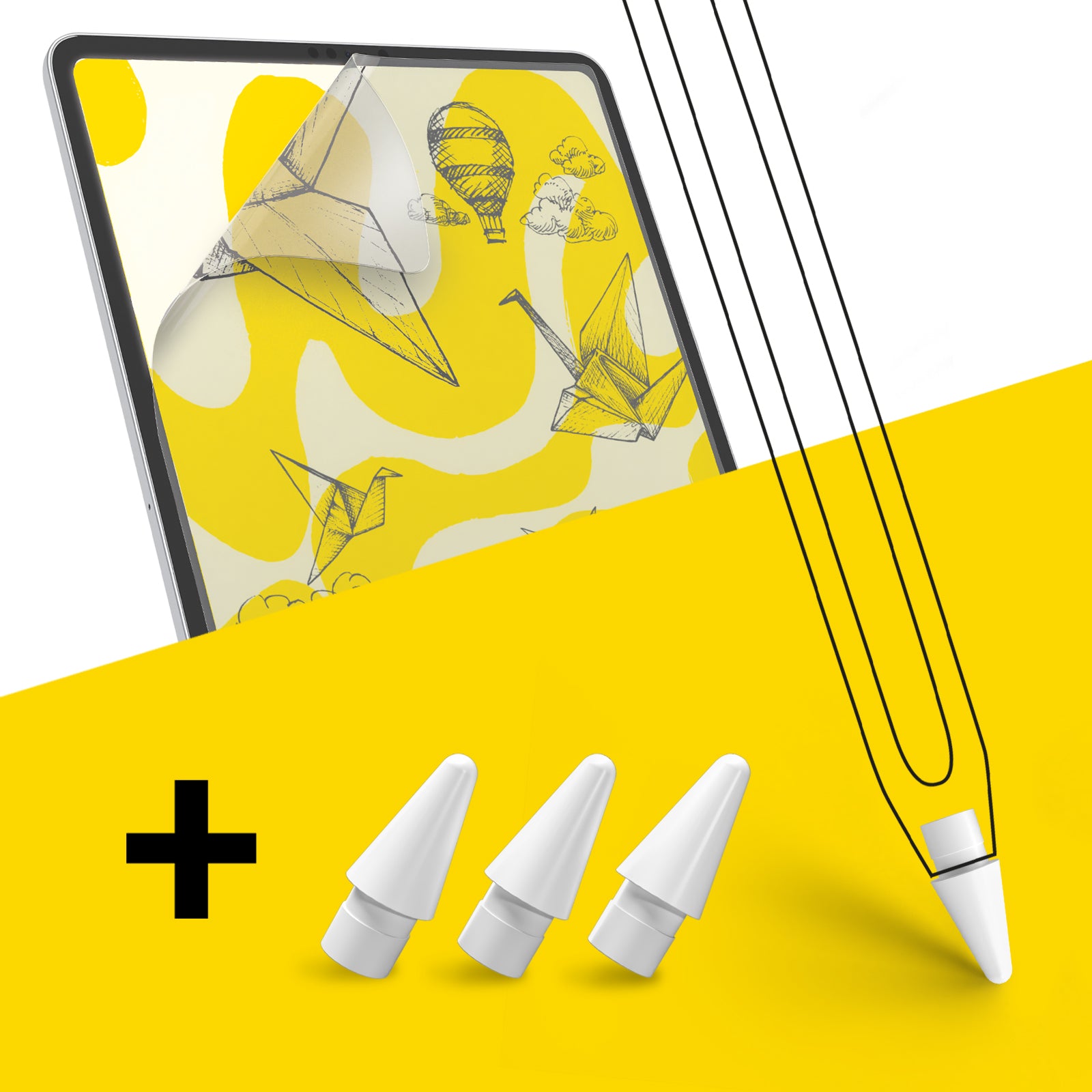Replacement Tips for Apple Pencil and Paper-Like Screen Protector for iPad