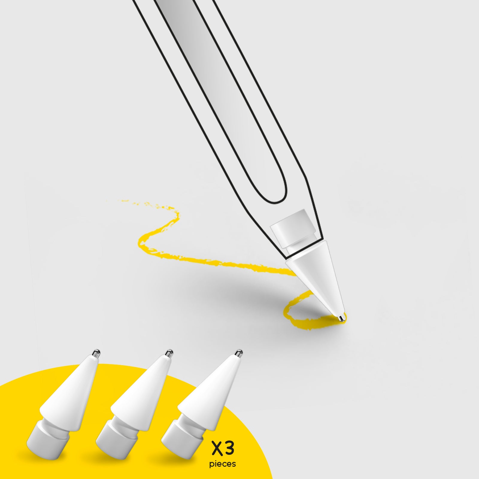 Punte di ricambio in ABS per Apple Pencil 1° e 2° generazione