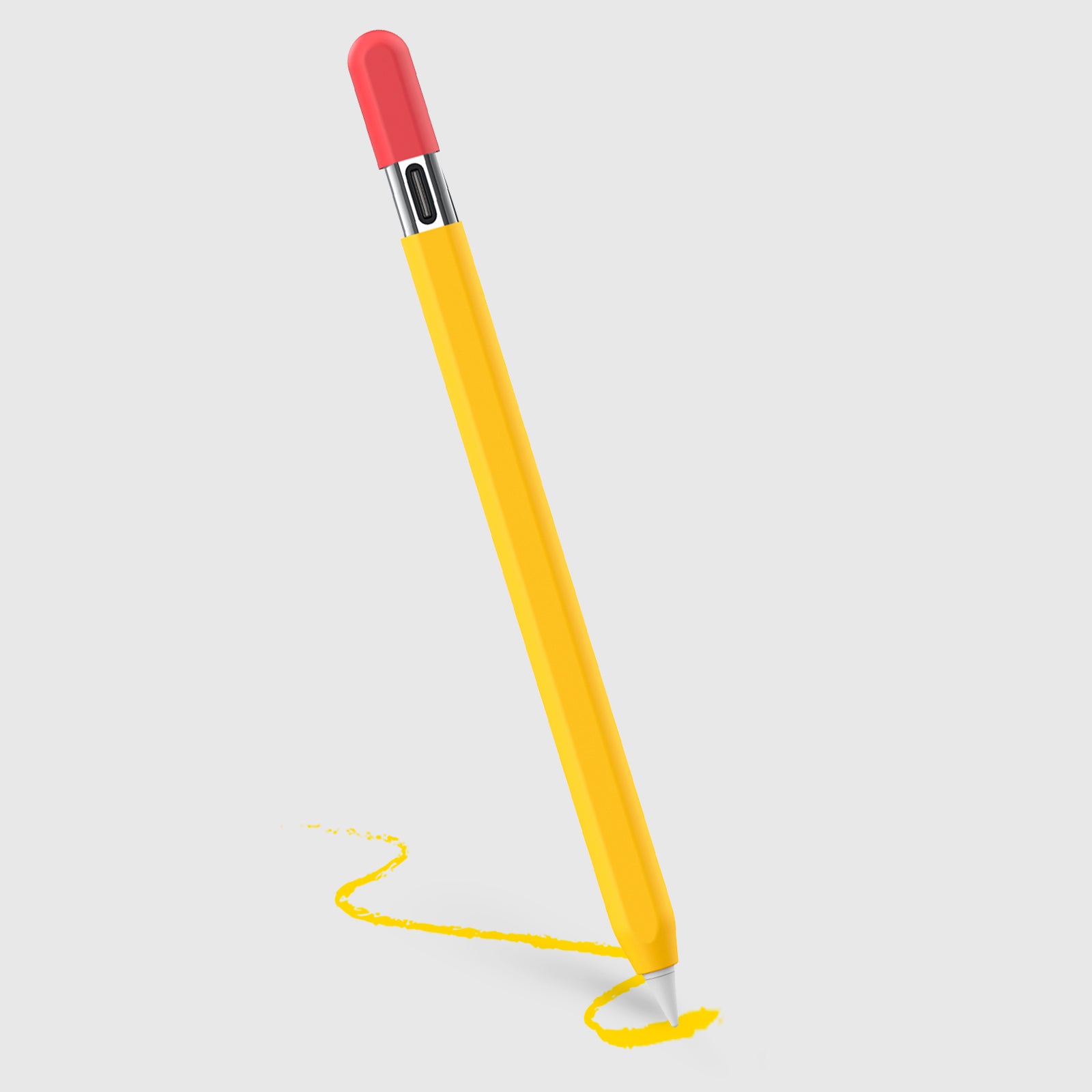Funda de piel amarilla para Apple Pencil con USB-C