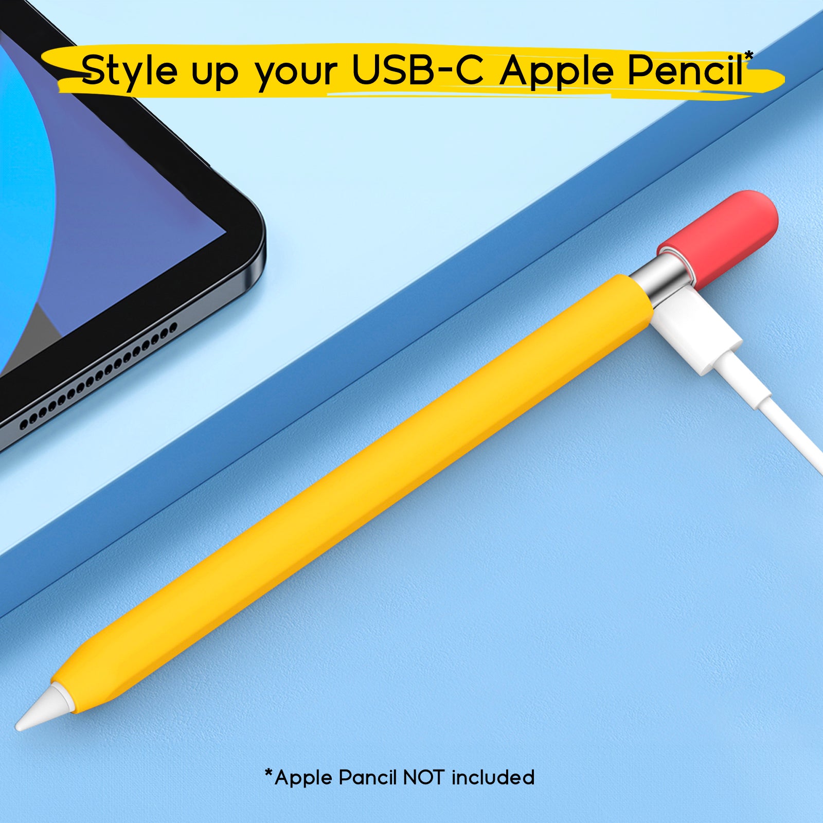 Custodia skin gialla per Apple Pencil con USB-C