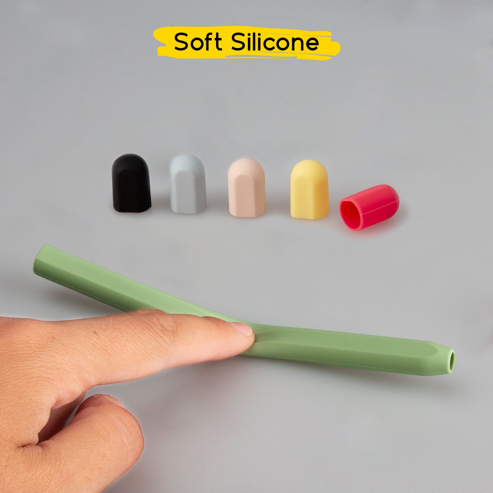 Funda verde piel para Apple Pencil 1ª y 2ª generación con 5 capuchones de colores