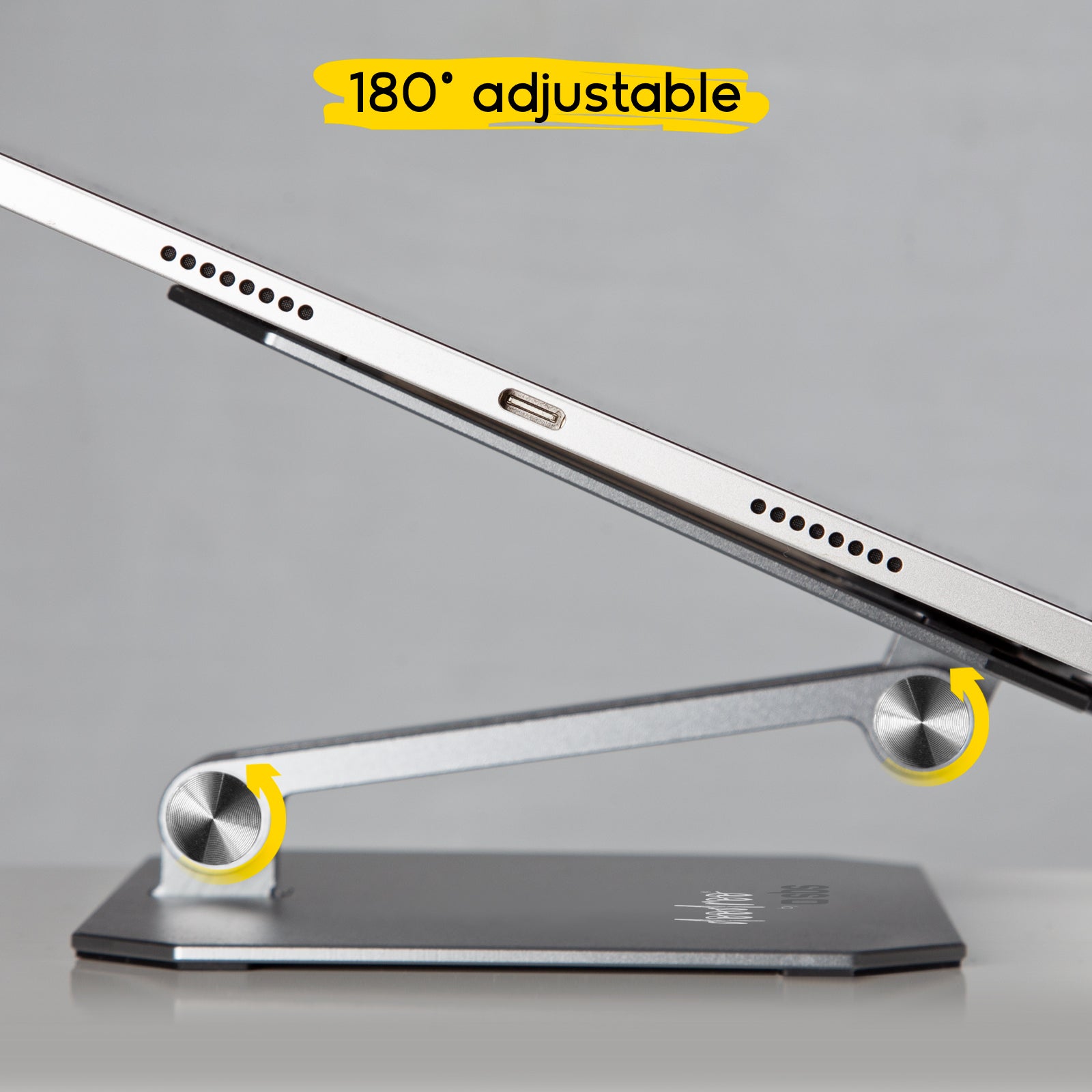 Supporto pieghevole e orientabile in metallo per iPad e tablet